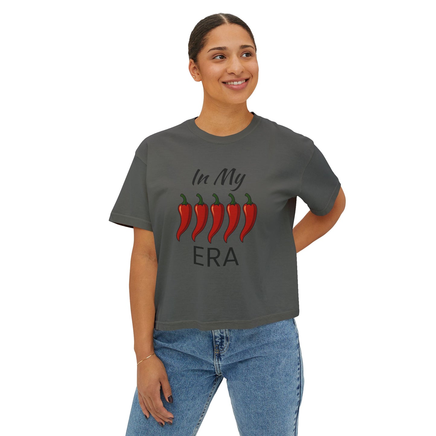 Spicy Vibes Women's Boxy Tee, Fun Stylish Shirt, Trendy Crop Top, Gift for Her, Casual Streetwear, Summer Tee