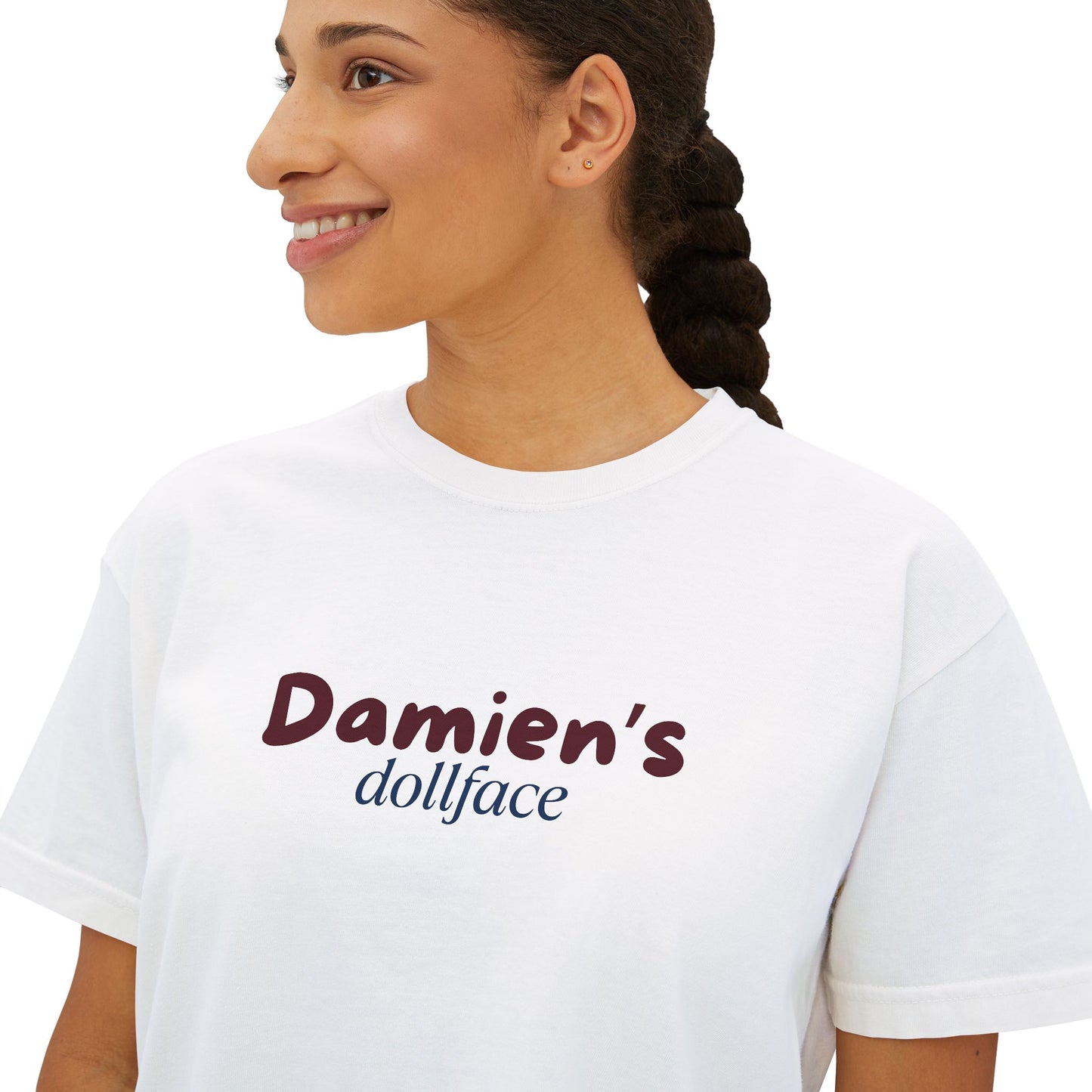 Damien's Dollface Women's Boxy Tee | Booktok Inspired Quotes and Lines | Statement Tee | Everyday Wear