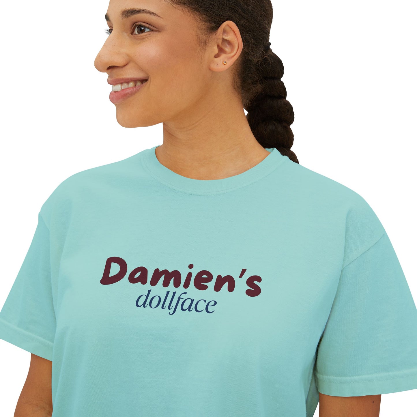 Damien's Dollface Women's Boxy Tee | Booktok Inspired Quotes and Lines | Statement Tee | Everyday Wear