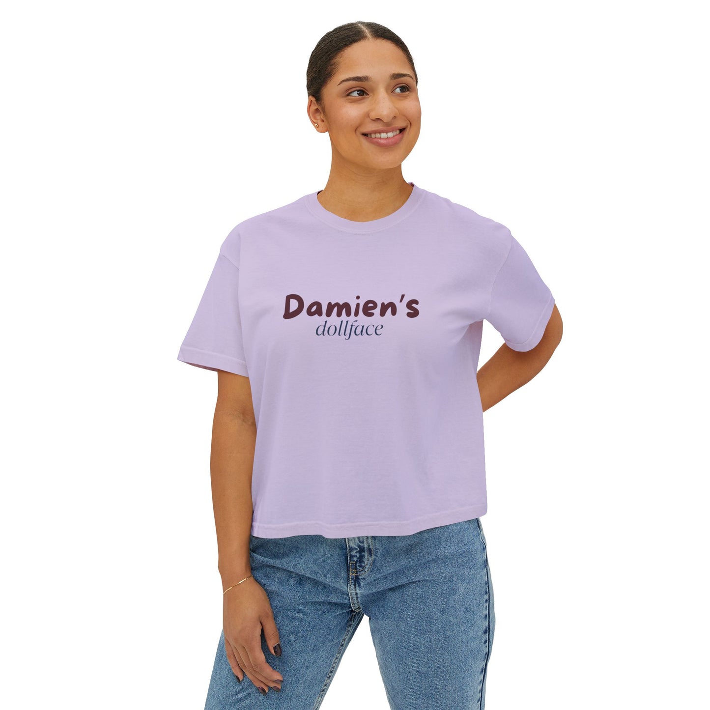 Damien's Dollface Women's Boxy Tee | Booktok Inspired Quotes and Lines | Statement Tee | Everyday Wear