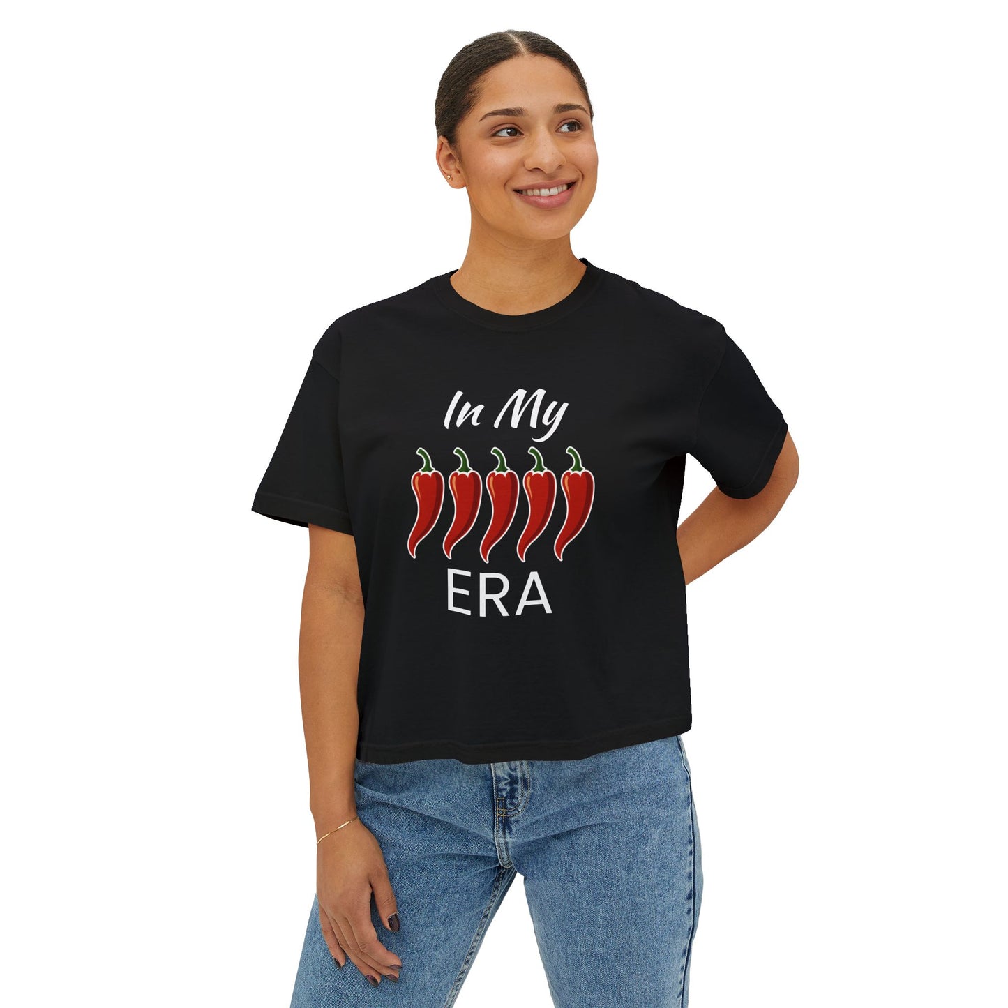 Spicy Vibes Women's Boxy Tee, Fun Stylish Shirt, Trendy Crop Top, Gift for Her, Casual Streetwear, Summer Tee