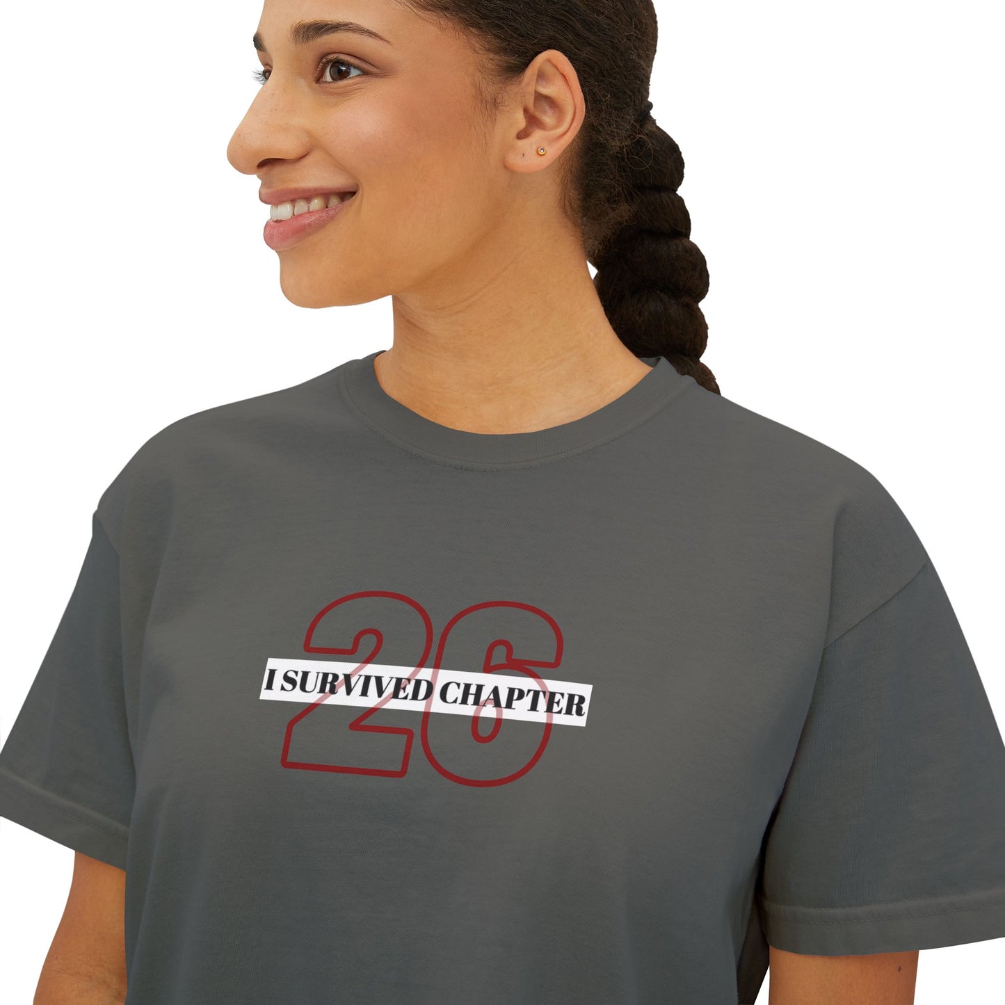 I Survived Chapter 26 Women's Boxy Tee, Inspirational T-Shirt, Motivational Graphic Tee, Birthday Gift, Celebration Top