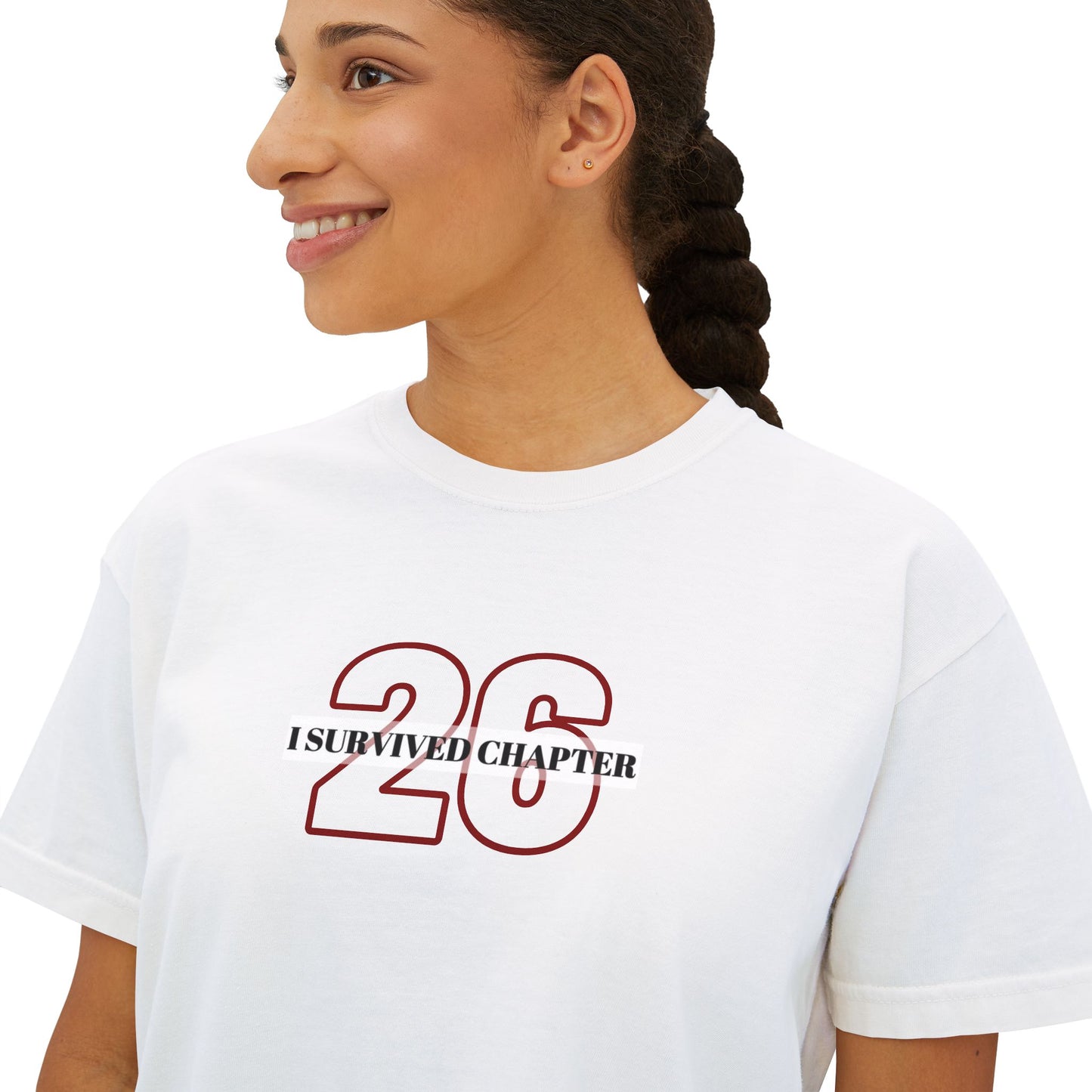 I Survived Chapter 26 Women's Boxy Tee, Inspirational T-Shirt, Motivational Graphic Tee, Birthday Gift, Celebration Top