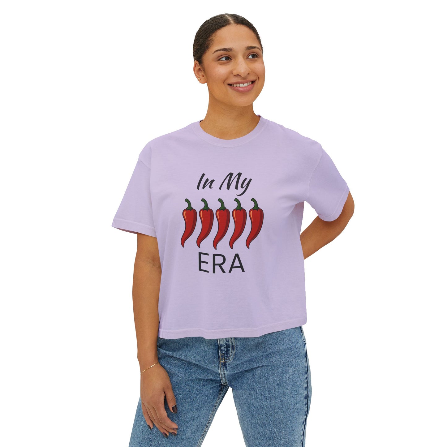 Spicy Vibes Women's Boxy Tee, Fun Stylish Shirt, Trendy Crop Top, Gift for Her, Casual Streetwear, Summer Tee