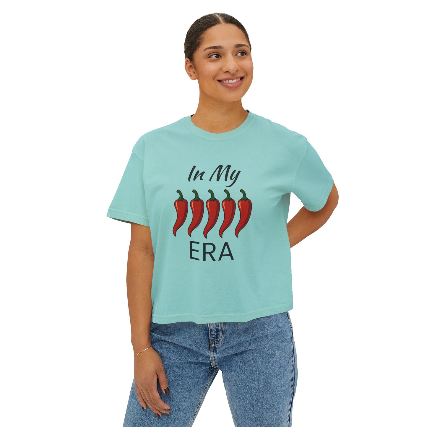 Spicy Vibes Women's Boxy Tee, Fun Stylish Shirt, Trendy Crop Top, Gift for Her, Casual Streetwear, Summer Tee