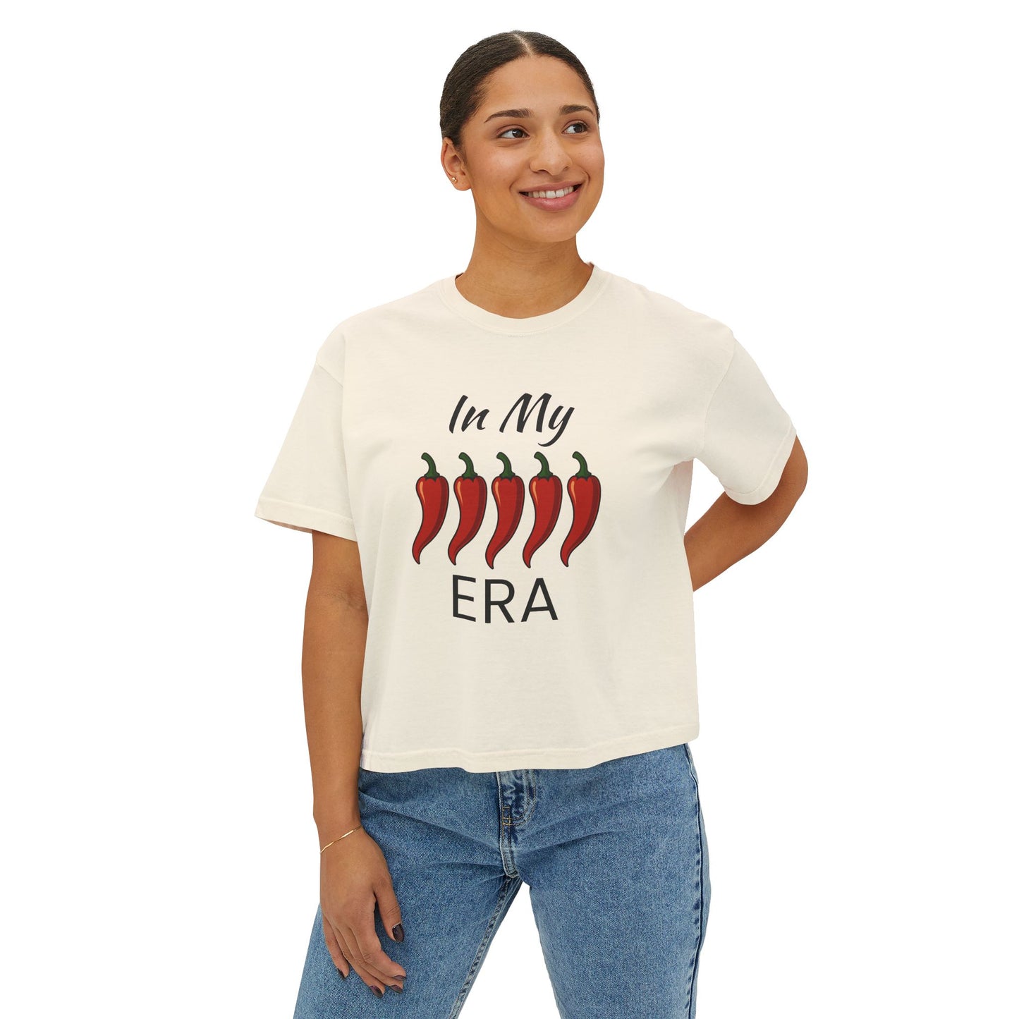 Spicy Vibes Women's Boxy Tee, Fun Stylish Shirt, Trendy Crop Top, Gift for Her, Casual Streetwear, Summer Tee