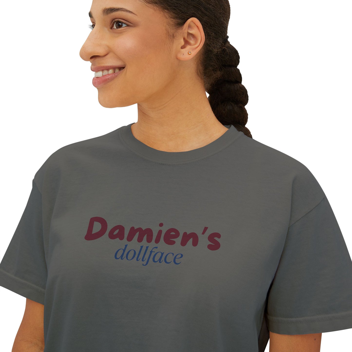 Damien's Dollface Women's Boxy Tee | Booktok Inspired Quotes and Lines | Statement Tee | Everyday Wear