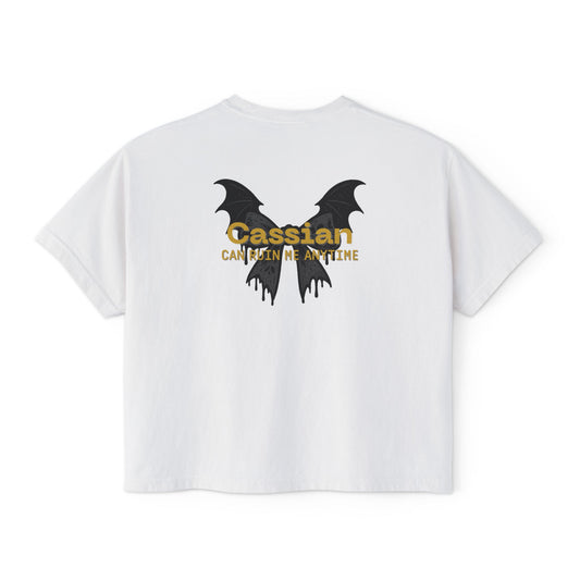 Trendy Women's Boxy Tee, 'Cassian Can Ruin Me', ACOTAR Series Fandom Shirt, Casual Fashion Top, Perfect for Everyday Wear, Goth Aesthetic Shirt