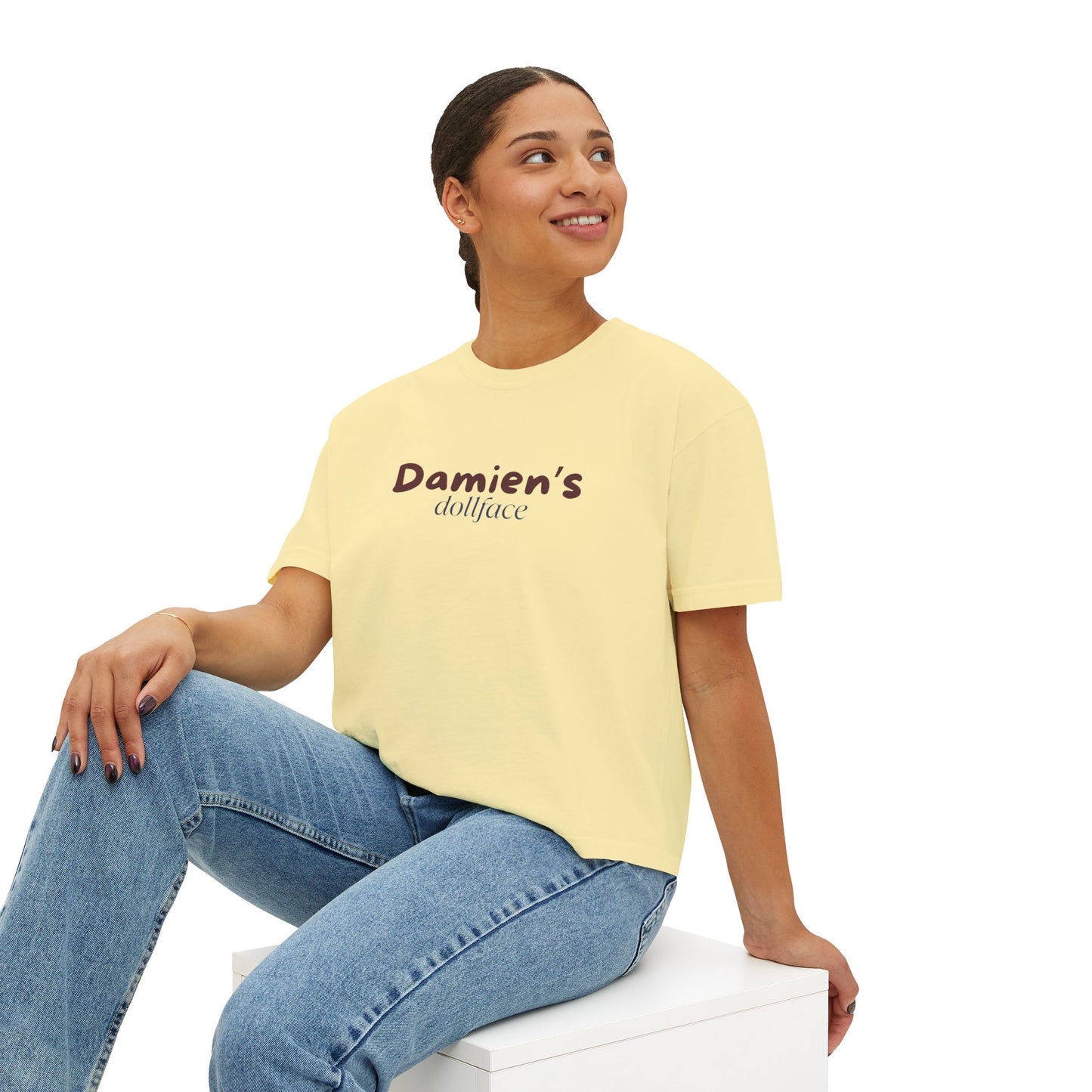 Damien's Dollface Women's Boxy Tee | Booktok Inspired Quotes and Lines | Statement Tee | Everyday Wear