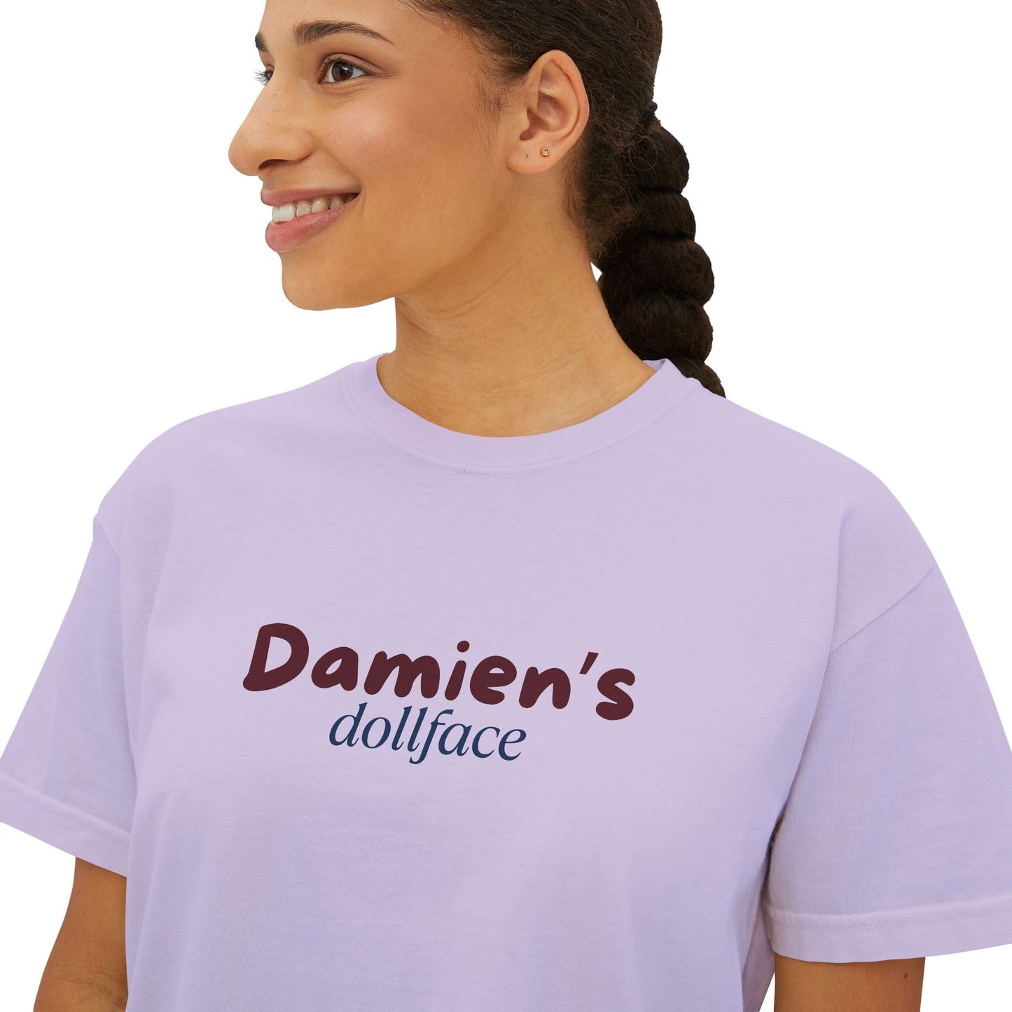 Damien's Dollface Women's Boxy Tee | Booktok Inspired Quotes and Lines | Statement Tee | Everyday Wear