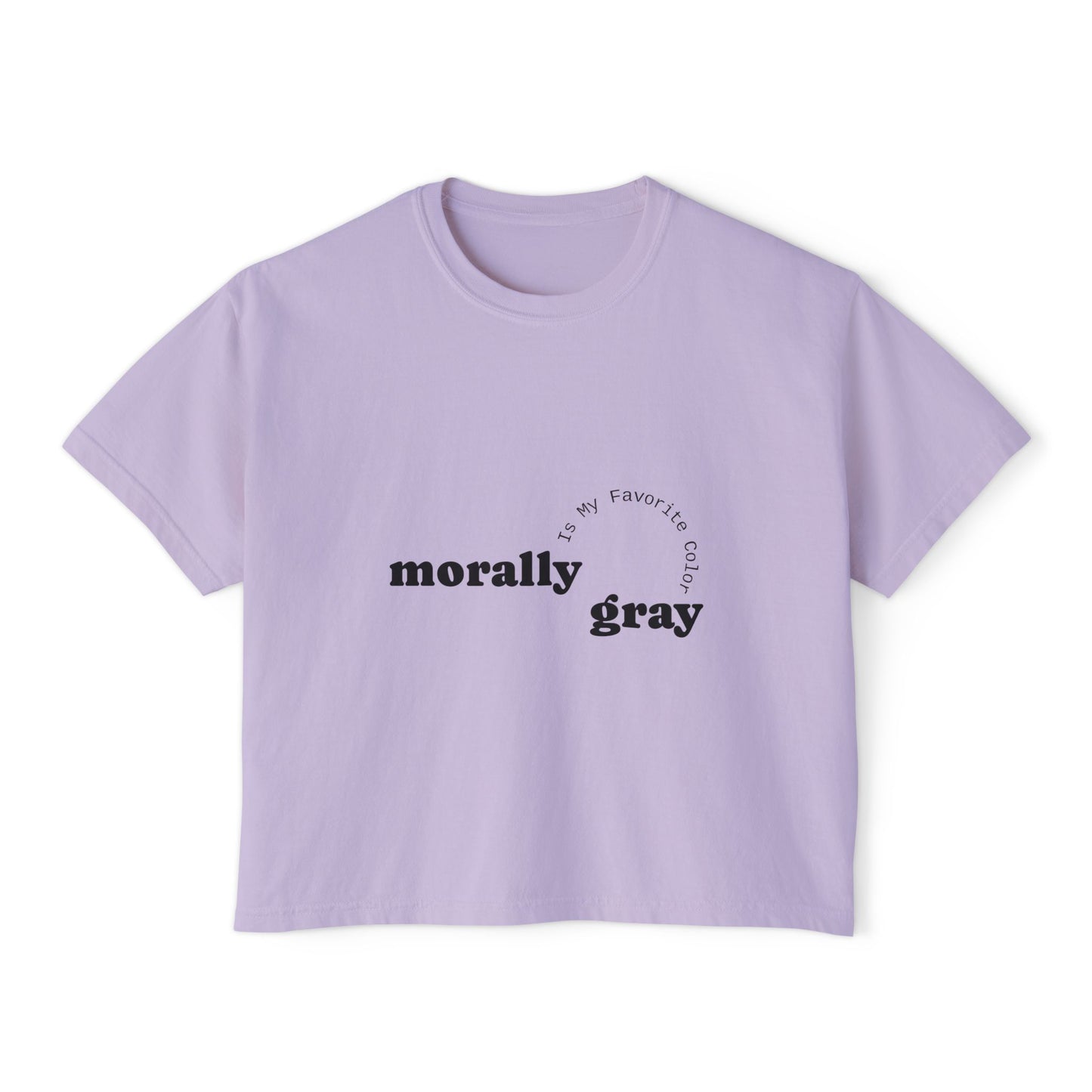 Morally Gray Women's Boxy Tee | Casual Graphic T-Shirt, Everyday Wear, Gift for Her, Minimalist Style, Comfy Tee
