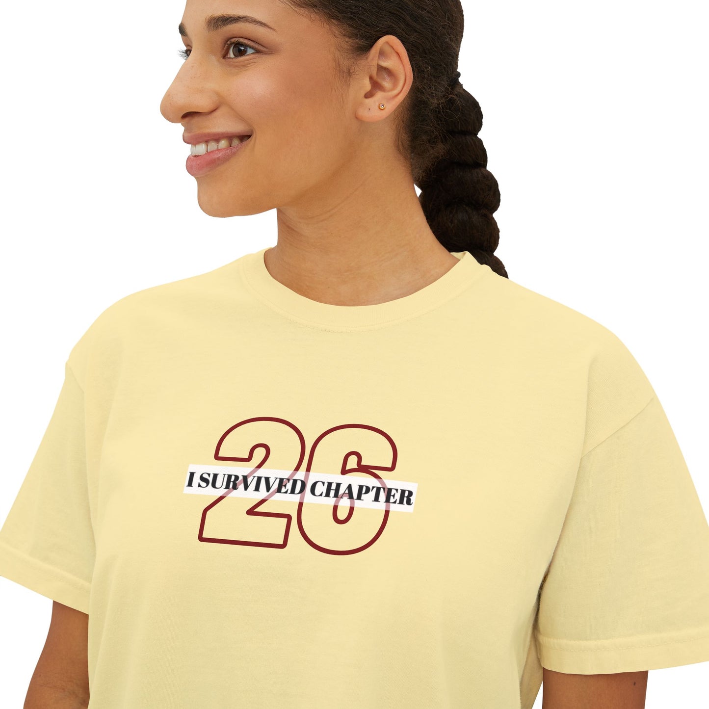 I Survived Chapter 26 Women's Boxy Tee, Inspirational T-Shirt, Motivational Graphic Tee, Birthday Gift, Celebration Top