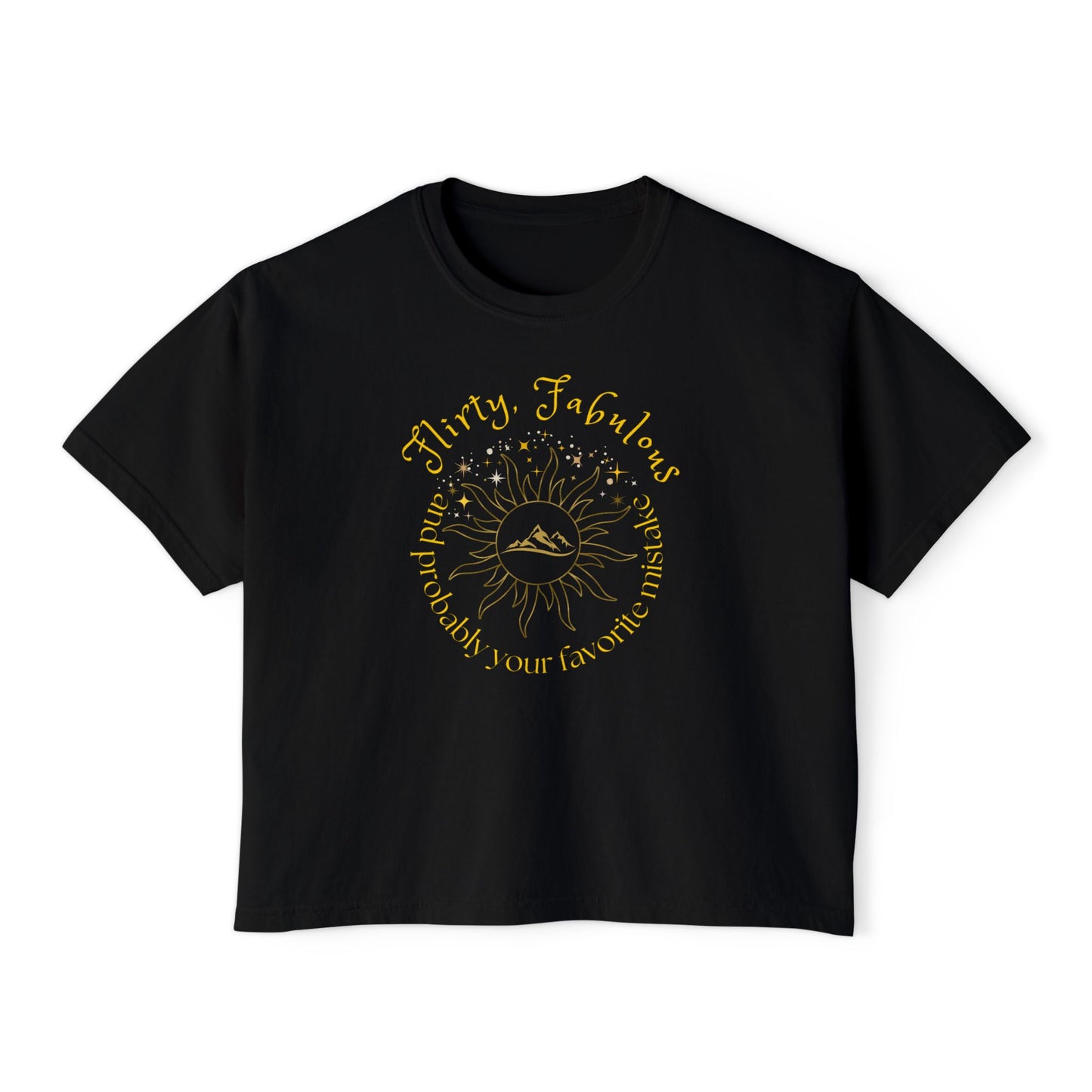 Women's Boxy Tee - HELION of the Day Court Book 'Flirty, fabulous, and probably your favorite mistake'