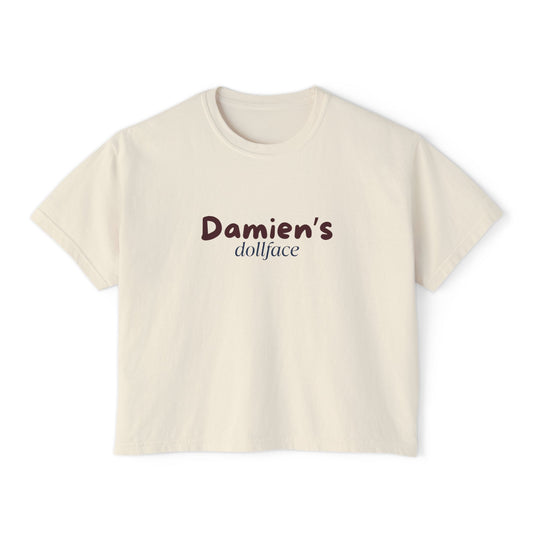 Damien's Dollface Women's Boxy Tee | Booktok Inspired Quotes and Lines | Statement Tee | Everyday Wear