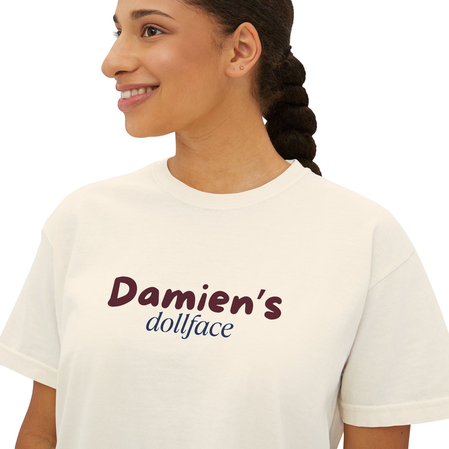 Damien's Dollface Women's Boxy Tee | Booktok Inspired Quotes and Lines | Statement Tee | Everyday Wear