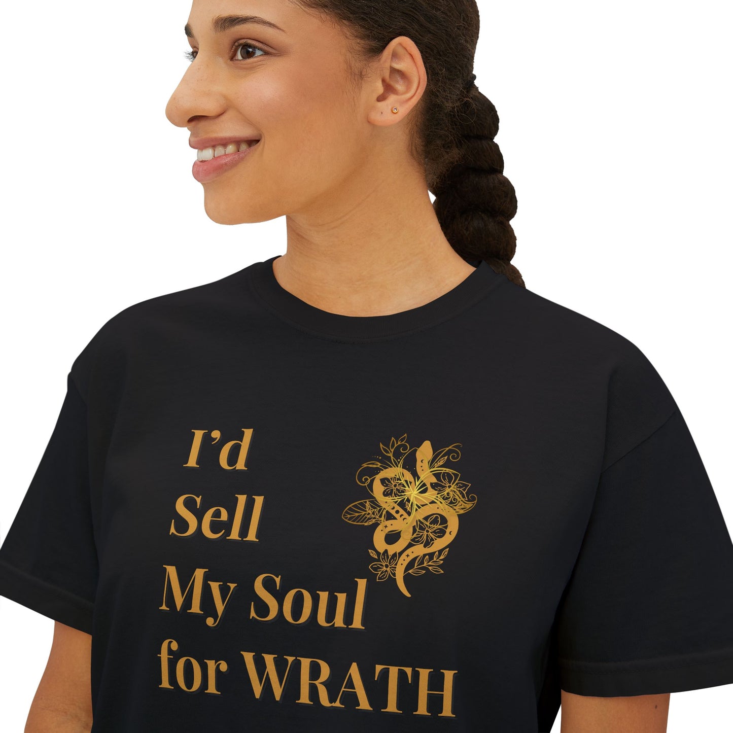 I'd Sell My Soul for Wrath, Casual Shirt, Gift for Her, Funny Tee, Trendy Top Black Mockup 3