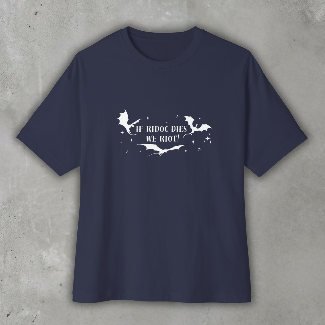 If_ridoc_dies_we_riot_Oversized_boxy_shirt_Navy