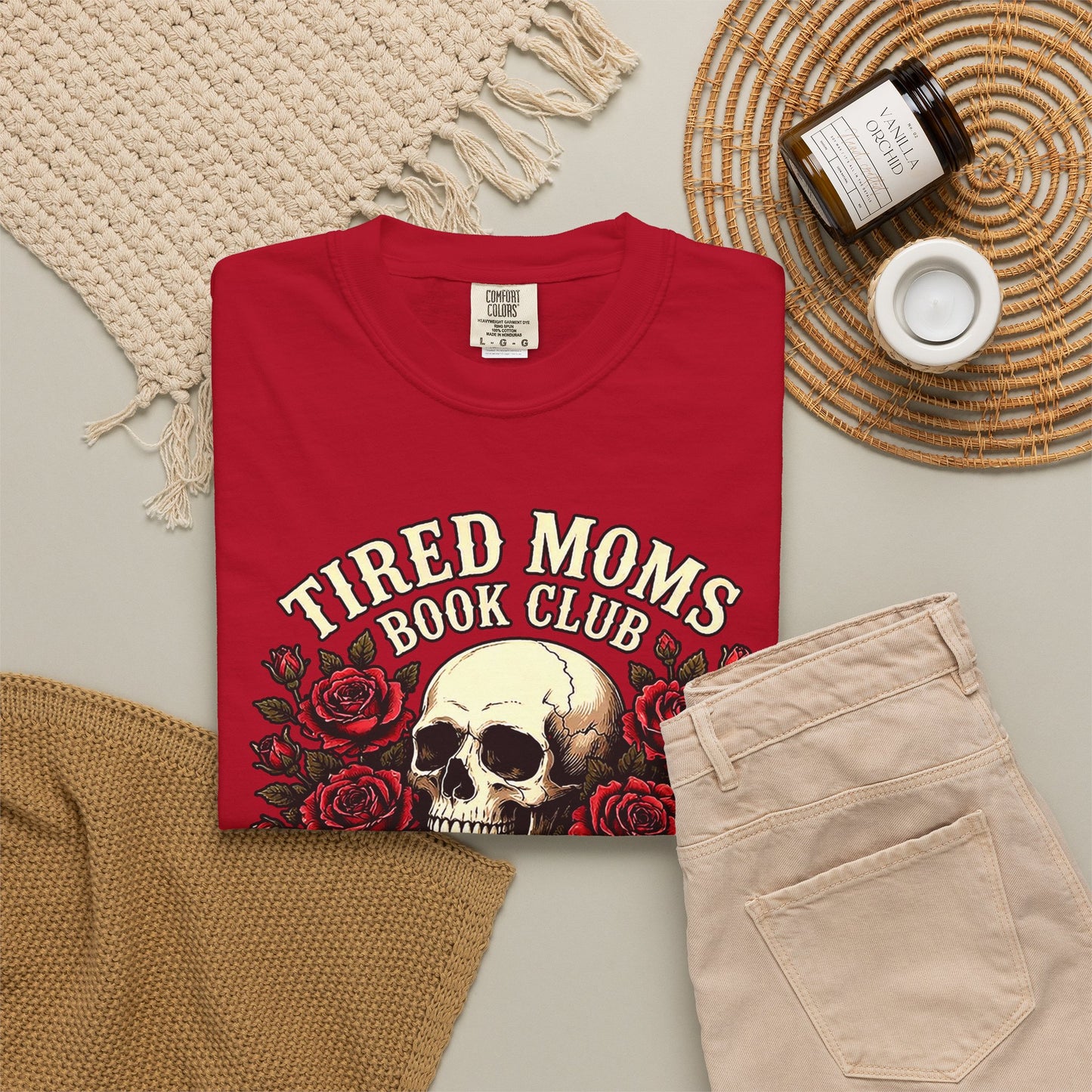 Tired_Moms_Book_Club_T-Shirt_Skull_Colorful_red