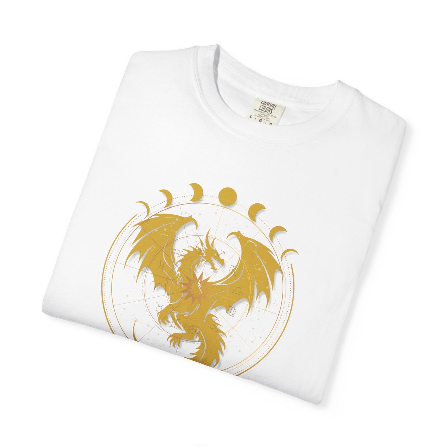 Dragons & Constellations Relaxed Fit Tee – Fantasy Dragon Moon Phase Shirt | Romantasy Reader Apparel