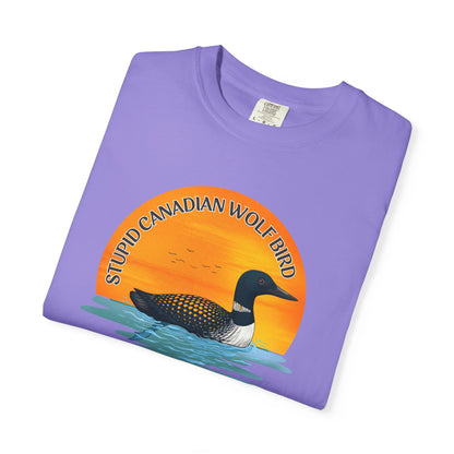 Stupid Canadian Wolf Bird Shirt | Loon Sunset Hockey Romance Tee