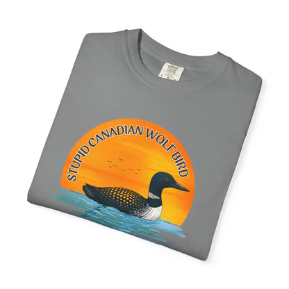 Stupid Canadian Wolf Bird Shirt | Loon Sunset Hockey Romance Tee
