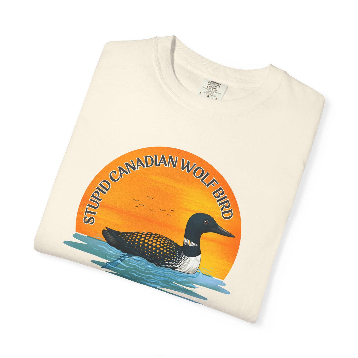 Stupid Canadian Wolf Bird Shirt | Loon Sunset Hockey Romance Tee