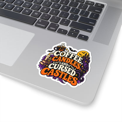 Coffee, Candles & Cursed Castles Sticker | Gothic Reader Decal