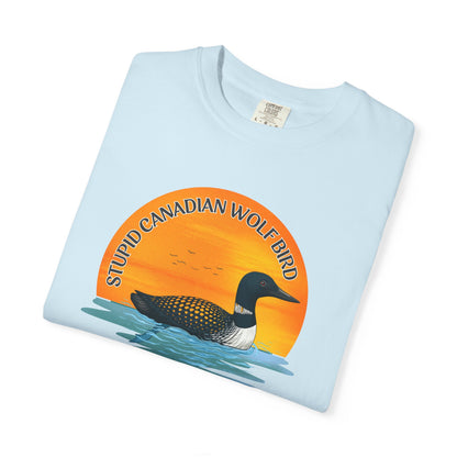 Stupid Canadian Wolf Bird Shirt | Loon Sunset Hockey Romance Tee