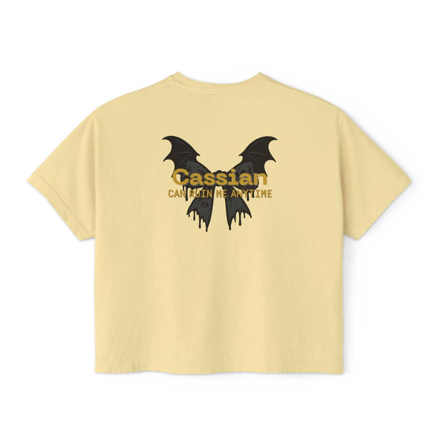 Trendy Women's Boxy Tee, 'Cassian Can Ruin Me', ACOTAR Series Fandom Shirt, Casual Fashion Top, Perfect for Everyday Wear, Goth Aesthetic Shirt