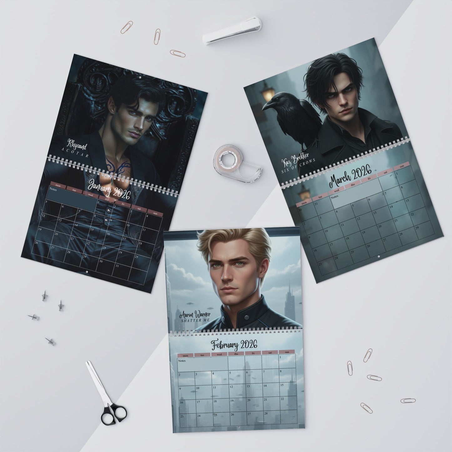 My Book Boyfriends 2026 Wall Calendar – Romantasy & BookTok Art Calendar