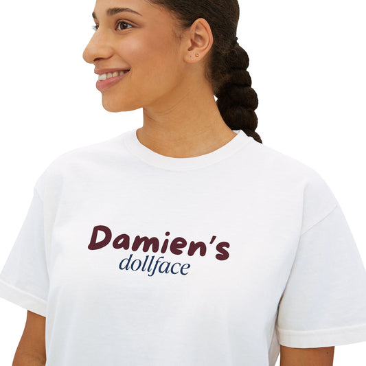 Damien's Dollface Women's Boxy Tee | Booktok Inspired Quotes and Lines | Statement Tee | Everyday Wear