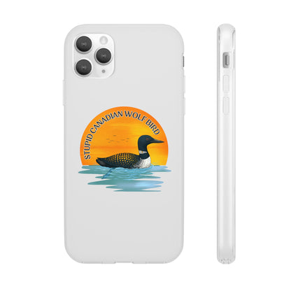 Stupid Canadian Wolf Bird Phone Case | Loon Sunset Hockey Design