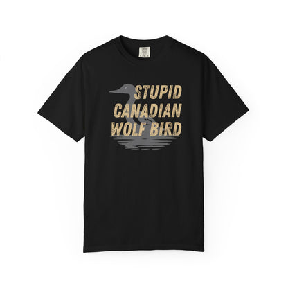 Stupid Canadian Wolf Bird Shirt | Hockey Romance IYKYK Reader Tee