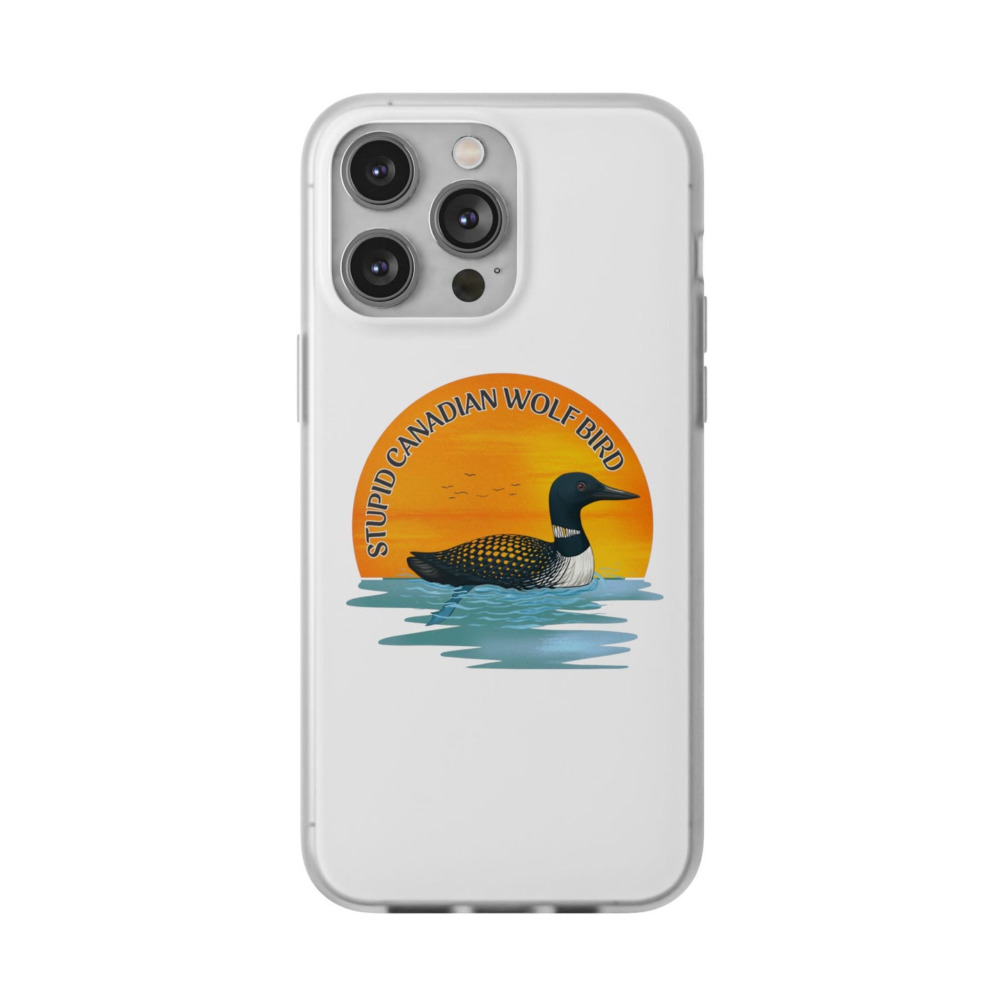 Stupid Canadian Wolf Bird Phone Case | Loon Sunset Hockey Design