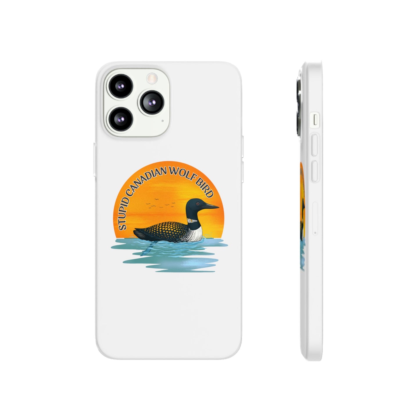Stupid Canadian Wolf Bird Phone Case | Loon Sunset Hockey Design