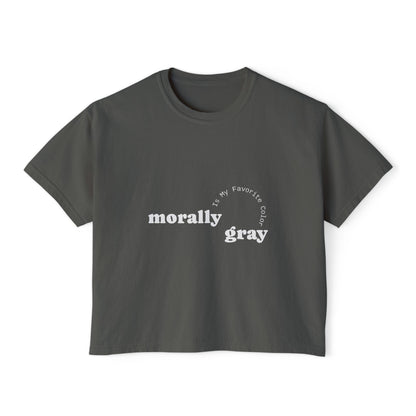 Morally Gray Women's Boxy Tee | Casual Graphic T-Shirt, Everyday Wear, Gift for Her, Minimalist Style, Comfy Tee