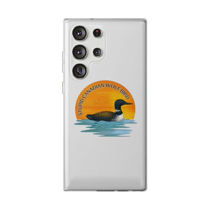 Stupid Canadian Wolf Bird Phone Case | Loon Sunset Hockey Design
