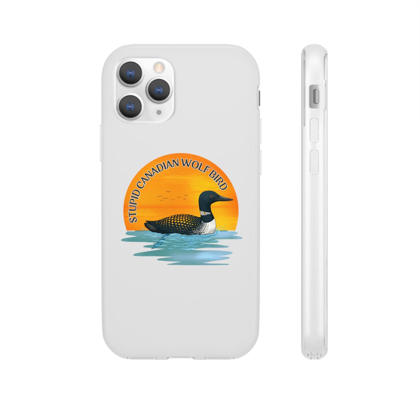 Stupid Canadian Wolf Bird Phone Case | Loon Sunset Hockey Design