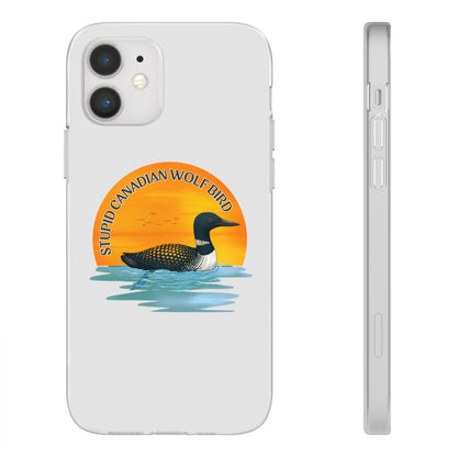 Stupid Canadian Wolf Bird Phone Case | Loon Sunset Hockey Design