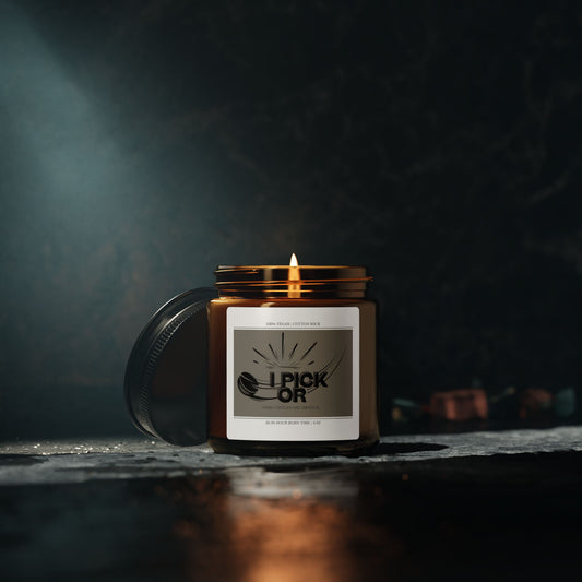 Amber Jar Soy Candle — "I Pick Or" Graphic Scented & Unscented Candle (Multiple Sizes)