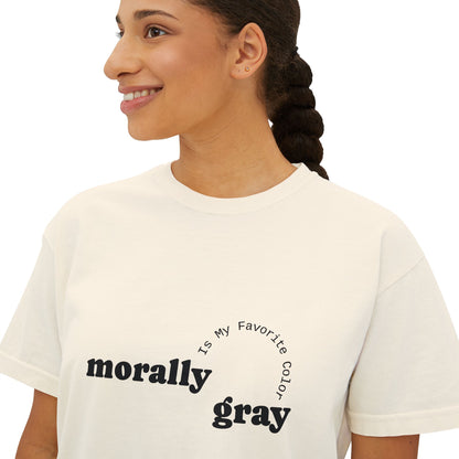 Morally Gray Women's Boxy Tee | Casual Graphic T-Shirt, Everyday Wear, Gift for Her, Minimalist Style, Comfy Tee