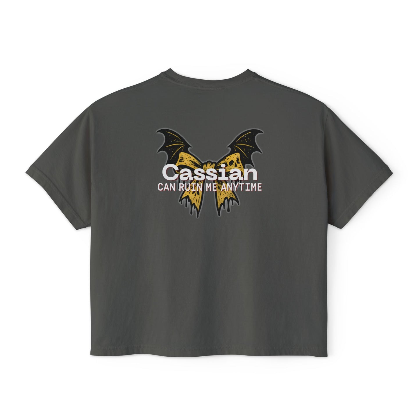 Trendy Women's Boxy Tee, 'Cassian Can Ruin Me', ACOTAR Series Fandom Shirt, Casual Fashion Top, Perfect for Everyday Wear, Goth Aesthetic Shirt