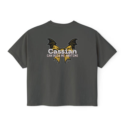 Trendy Women's Boxy Tee, 'Cassian Can Ruin Me', ACOTAR Series Fandom Shirt, Casual Fashion Top, Perfect for Everyday Wear, Goth Aesthetic Shirt