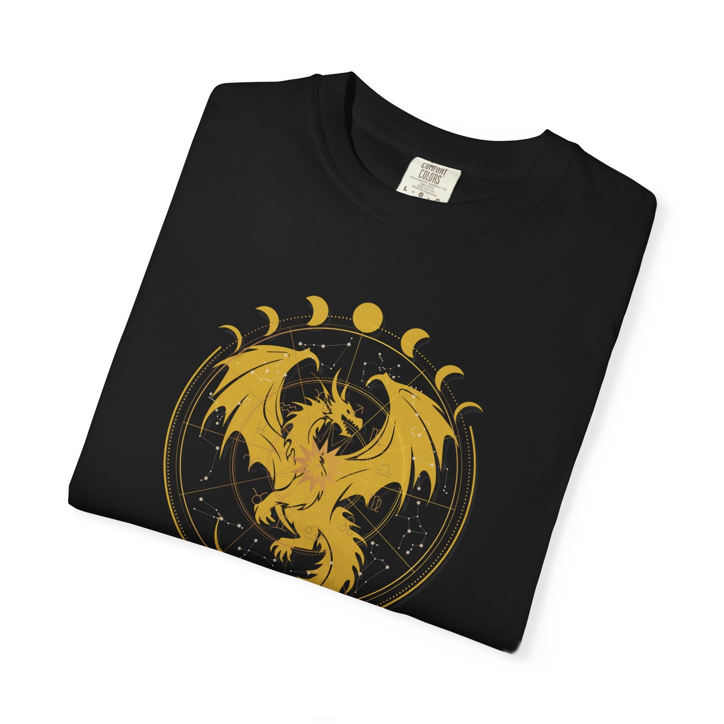 Dragons & Constellations Relaxed Fit Tee – Fantasy Dragon Moon Phase Shirt | Romantasy Reader Apparel