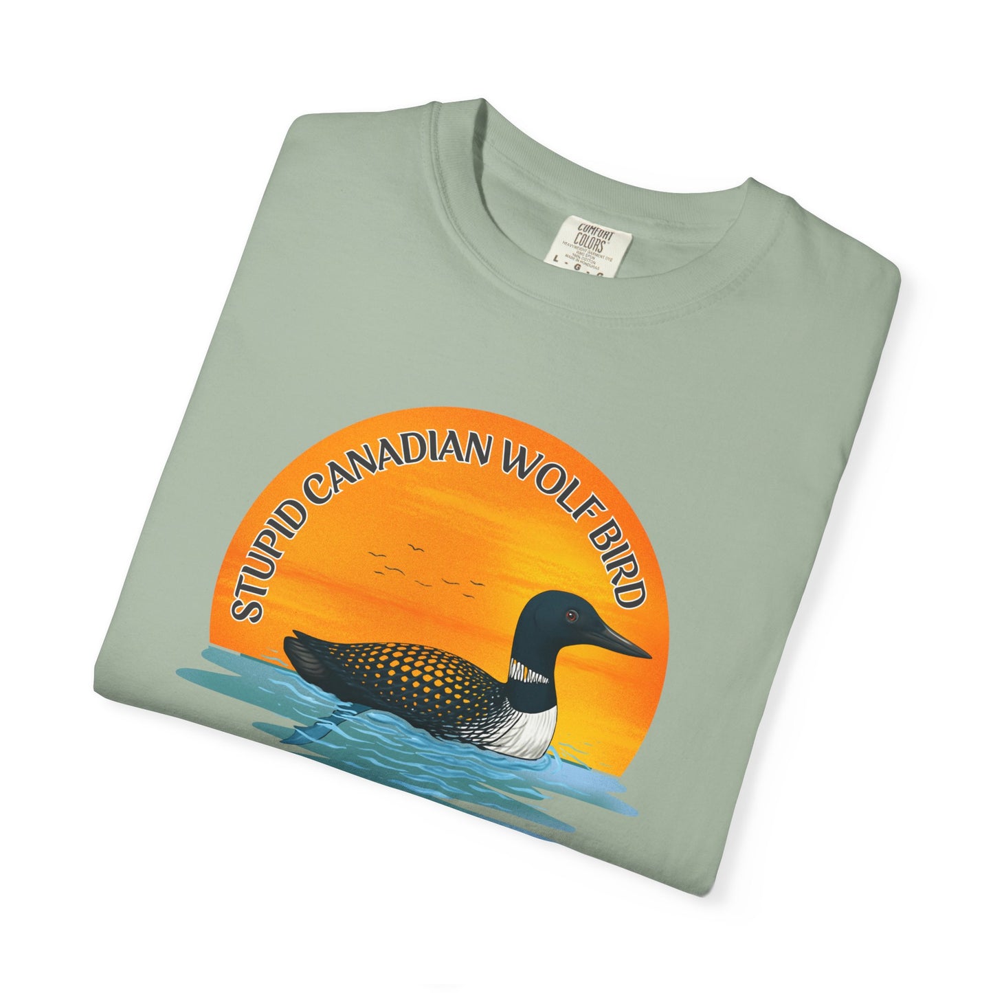 Stupid Canadian Wolf Bird Shirt | Loon Sunset Hockey Romance Tee
