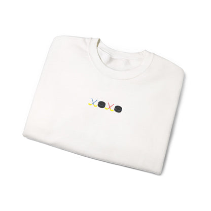 XOXO Hockey Crewneck Sweatshirt | Minimal Embroidered Cozy Pullover