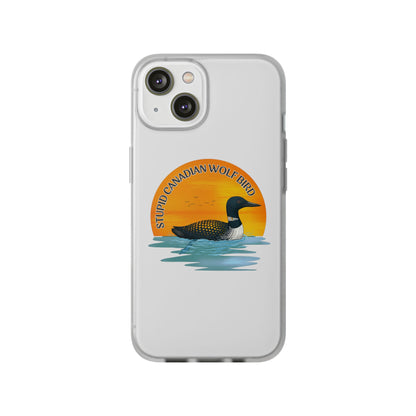 Stupid Canadian Wolf Bird Phone Case | Loon Sunset Hockey Design
