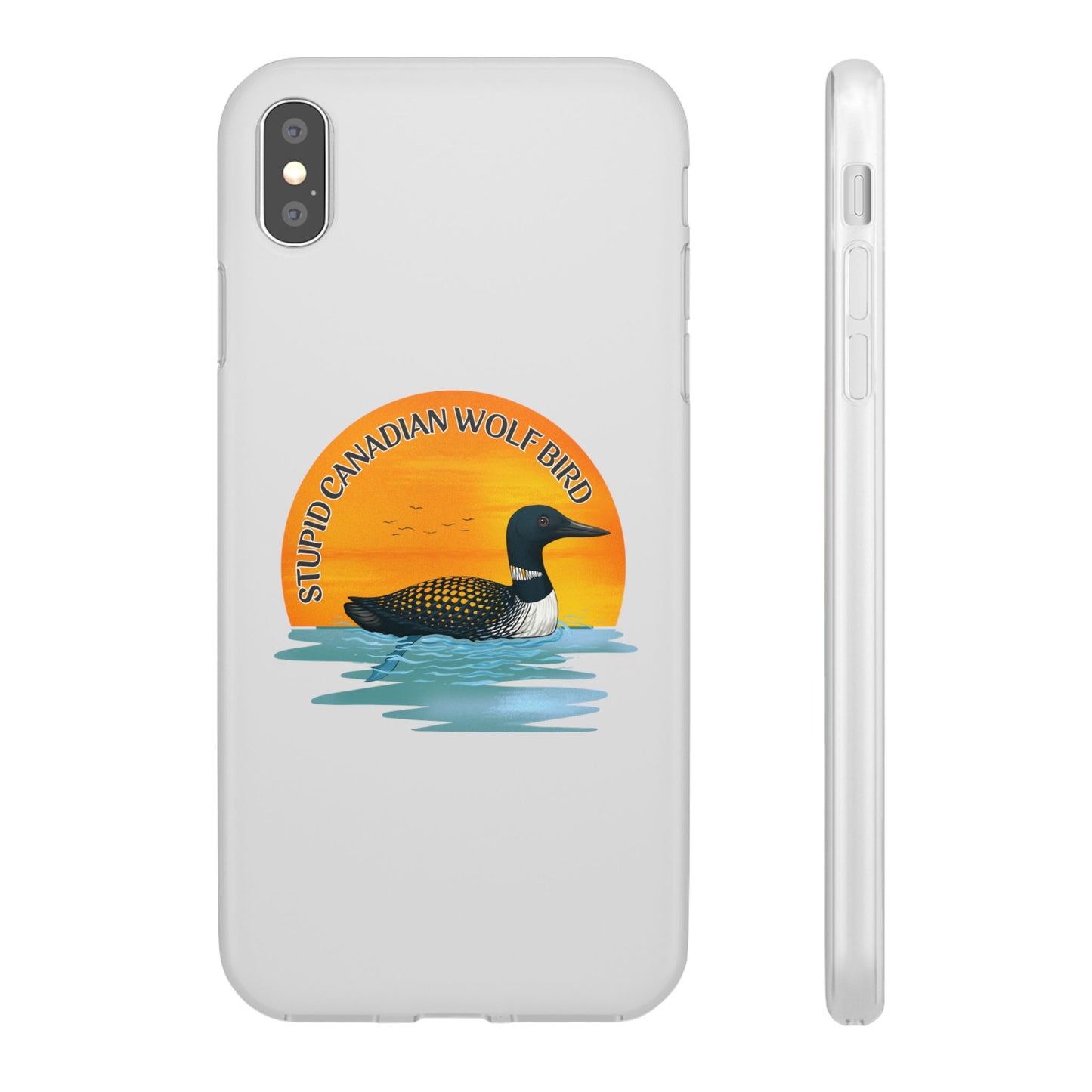 Stupid Canadian Wolf Bird Phone Case | Loon Sunset Hockey Design