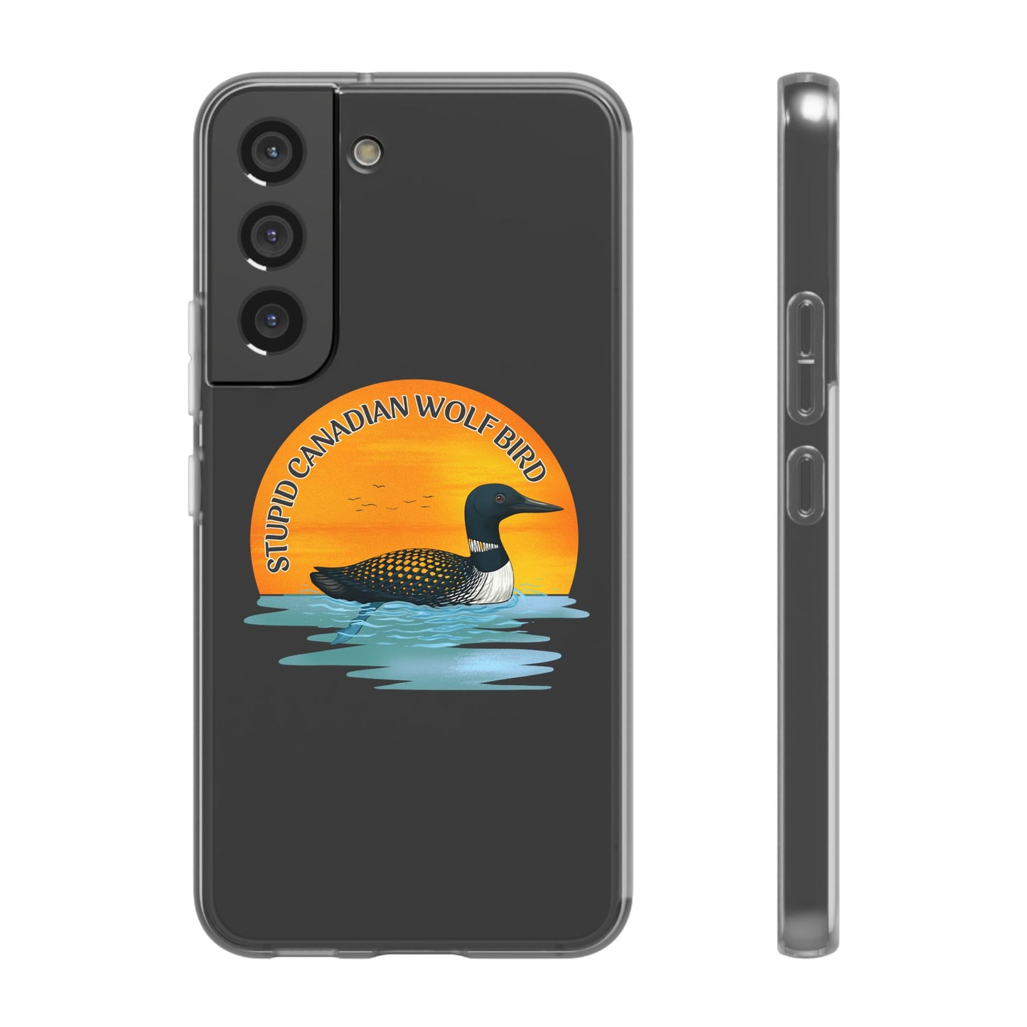Stupid Canadian Wolf Bird Phone Case | Loon Sunset Hockey Design