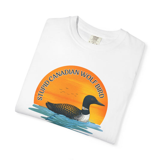 Stupid Canadian Wolf Bird Shirt | Loon Sunset Hockey Romance Tee